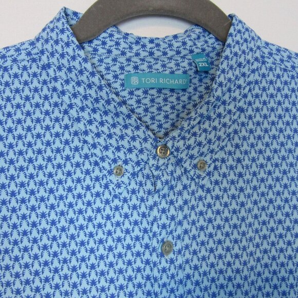 Tori Richard Short Sleeve Tropical Button Up Shirt Mens 2XL Blue Pineapple - Picture 3 of 6